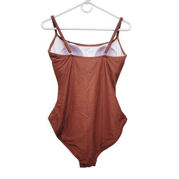 Rust Brown One-Piece Swimsuit Womens Adjustable Straps Eomenie - Size L - Picture 5 of 5